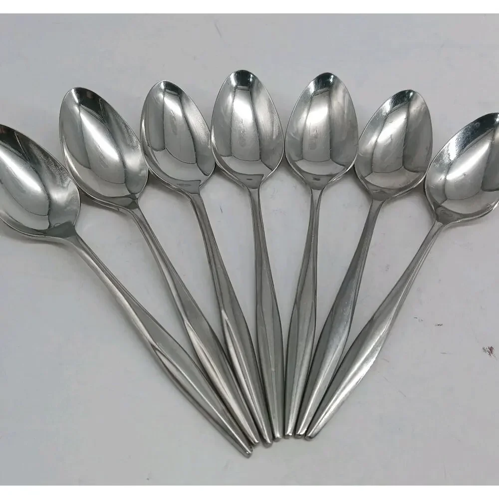 7X Tsp Vtg 1847 Rogers Bros. Youth Pattern Stainless Steel Teaspoons